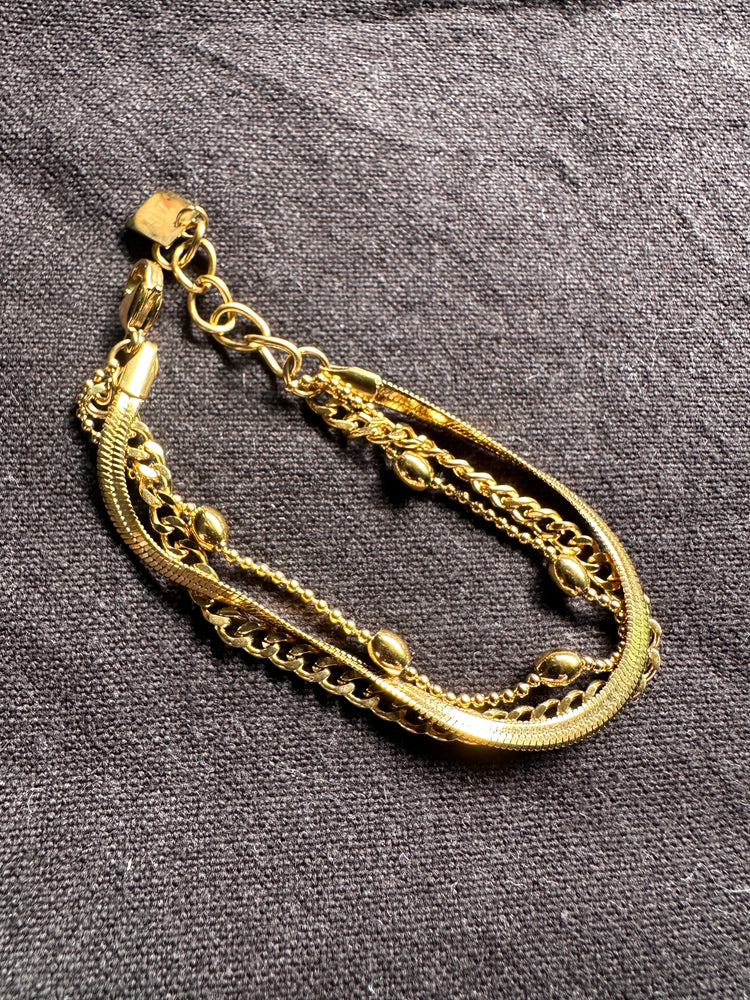 Zag Bijoux Triple Chain Gold Bracelet