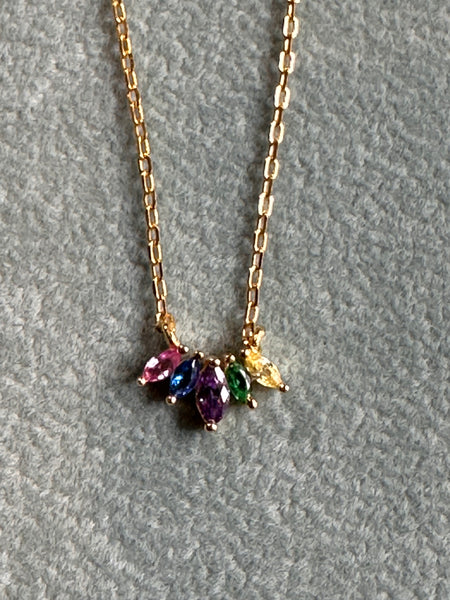 Gammie Gold Multi Coloured Zirconia Crystal Necklace