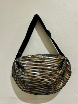 InZu Bean Crossbody Bag Black Gold Hive
