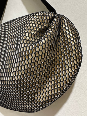 InZu Bean Crossbody Bag Black Gold Hive
