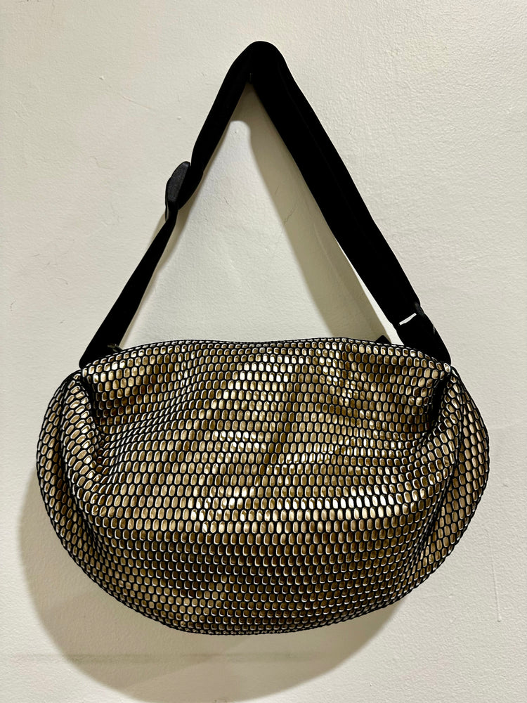 InZu Bean Crossbody Bag Black Gold Hive