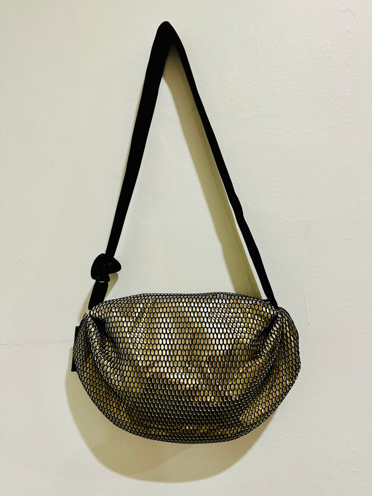 InZu Bean Crossbody Bag Black Gold Hive