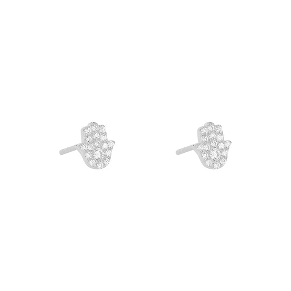 Gammie Hamsa Hand Zirconia Silver Stud Earring