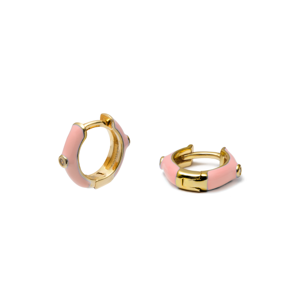 Gammie Huggy Gold White Enamel Hinged Earring