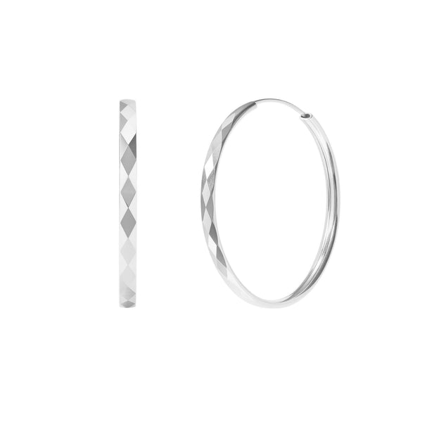 Gammie Hammered Sterling Silver Geometric Hoop Earring