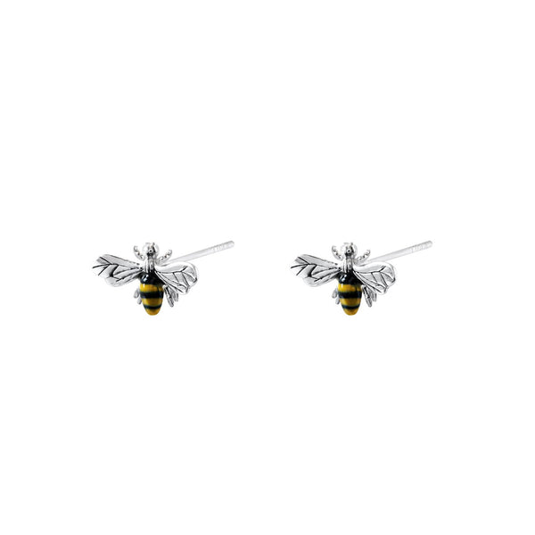 Gammie Enamel Silver Bee Stud Earring