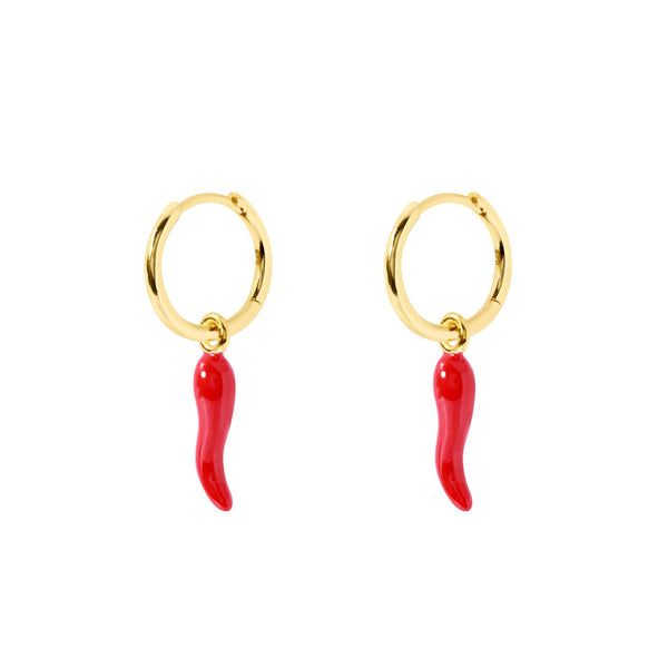 Gammie Gold Drop Red Chilli Huggy Earring