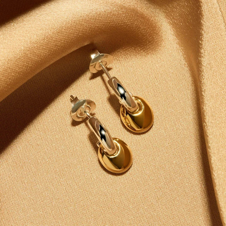 Najo Pebble Drop Silver and Gold Earrings