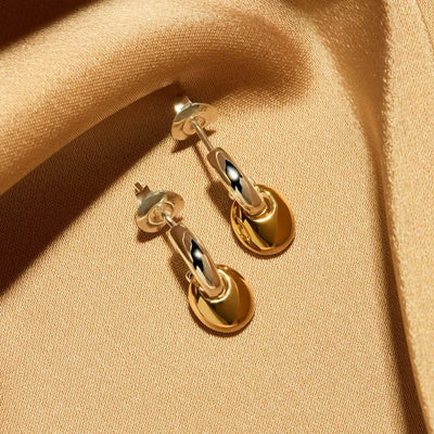 Najo Pebble Drop Silver and Gold Earrings