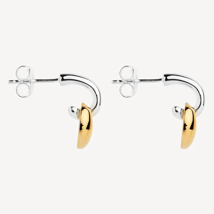 Najo Pebble Drop Silver and Gold Earrings