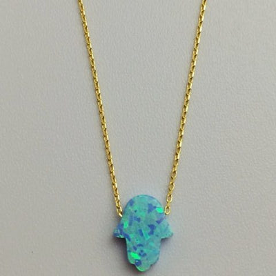 Gammie Opal Humsa Fine Chain Gold Plated Necklace