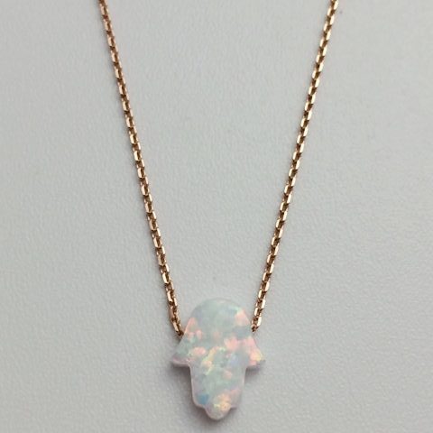 Gammie Opal Humsa Fine Chain Gold Plated Necklace