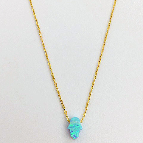 Gammie Opal Small Humsa Fine Chain Gold Plated Necklace