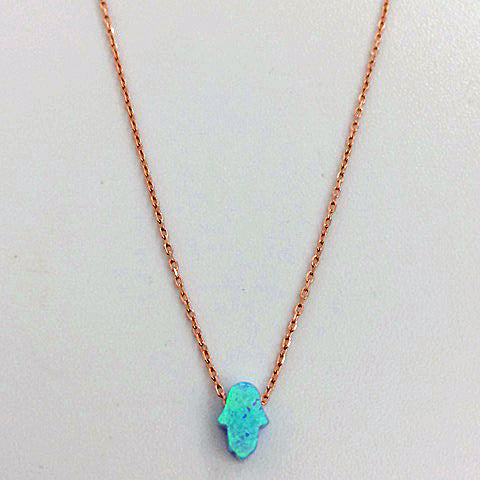 Gammie Opal Small Humsa Fine Chain Gold Plated Necklace