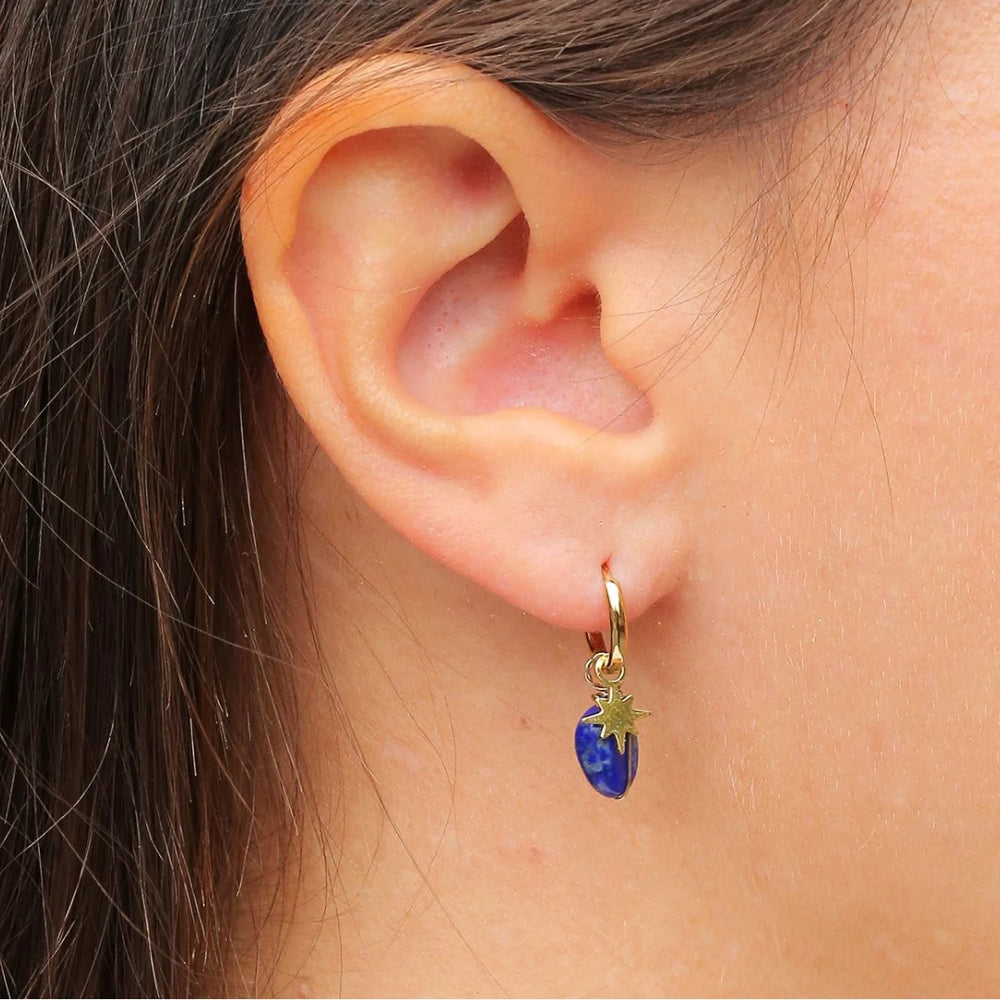 Zag Bijoux Phine Black Onyx Gold Huggie Earring