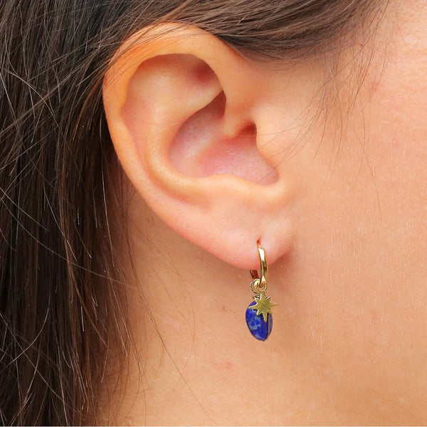 Zag Bijoux Phine Black Onyx Gold Huggie Earring