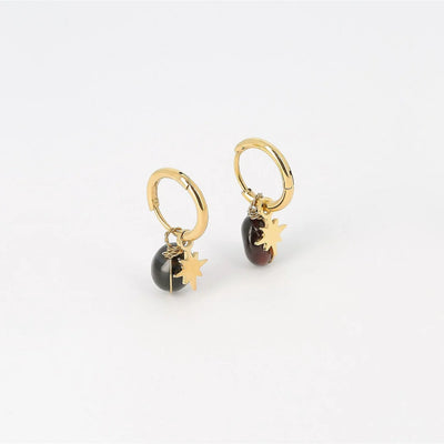 Zag Bijoux Phine Black Onyx Gold Huggie Earring