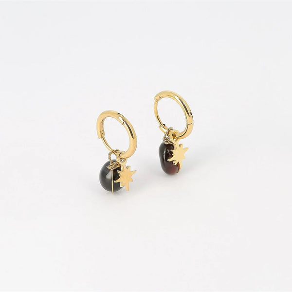Zag Bijoux Phine Black Onyx Gold Huggie Earring