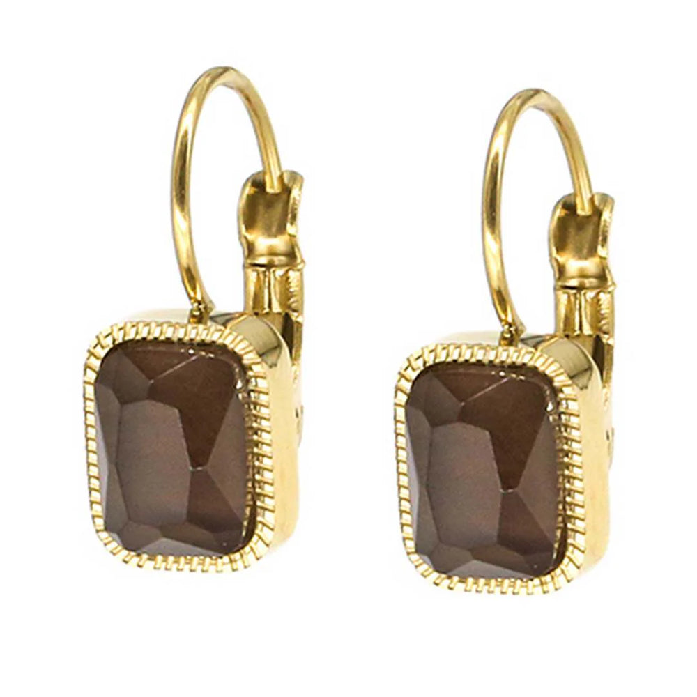 Zag Bijoux Vera Smoky Quartz Gold Huggie Earring