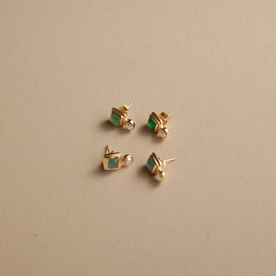 Bianc Impressionist Earring Aquamarine, Freshwater Pearl