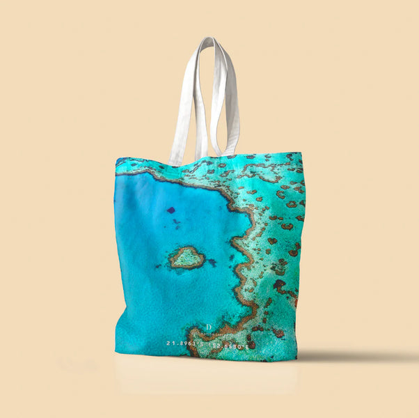 Destination Label Canvas Tote Reef Love