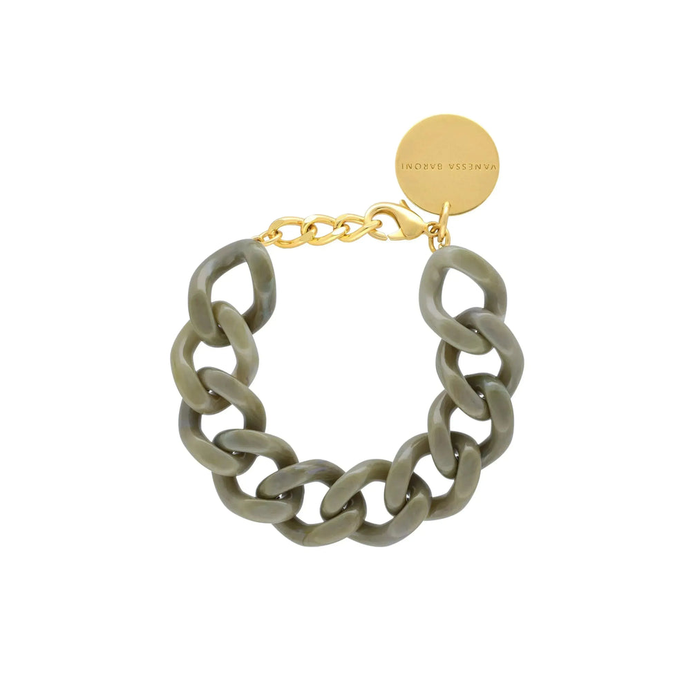 Vanessa Baroni Mini Flat Chain Bracelet Light Olive Marble