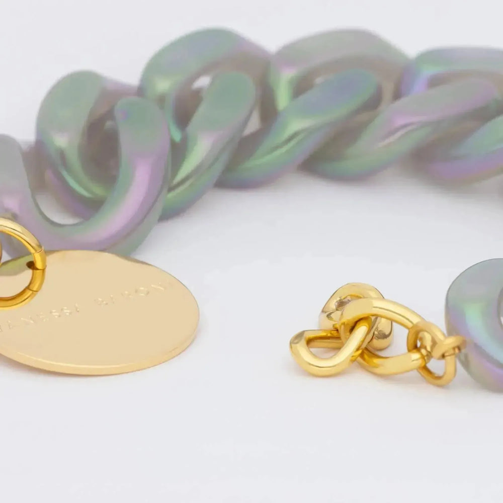 Vanessa Baroni Flat Chain Bracelet Iridescent Clear
