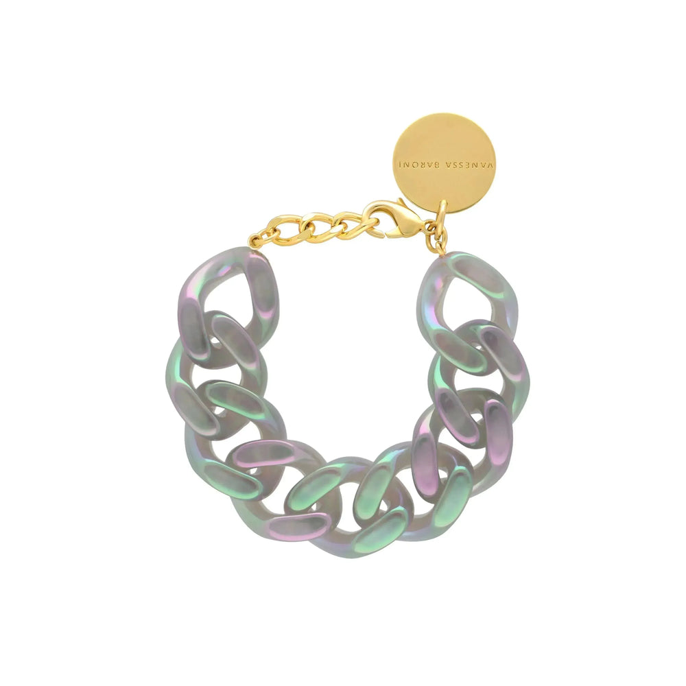 Vanessa Baroni Flat Chain Bracelet Iridescent Clear