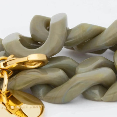 Vanessa Baroni Mini Flat Chain Bracelet Light Olive Marble