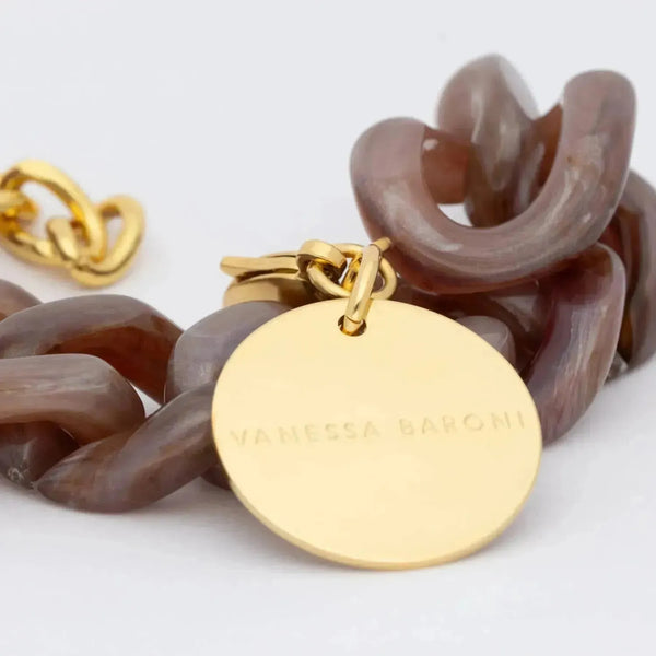 Vanessa Baroni Flat Chain Bracelet Toffee Marble