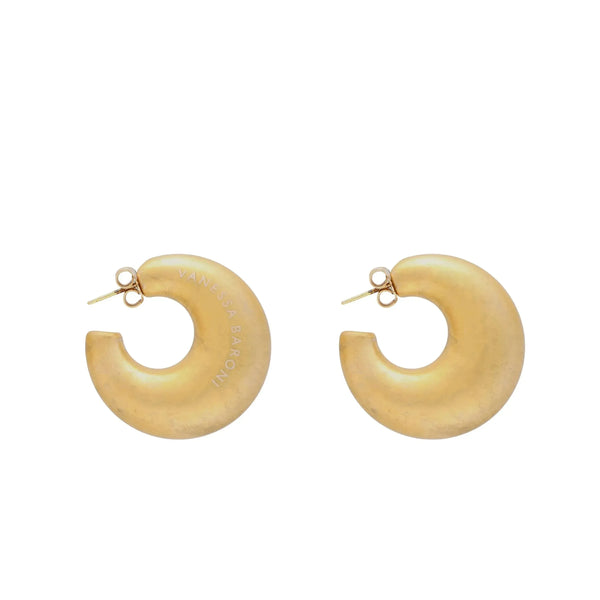 Vanessa Baroni Small Vintage Gold Moon Earrings