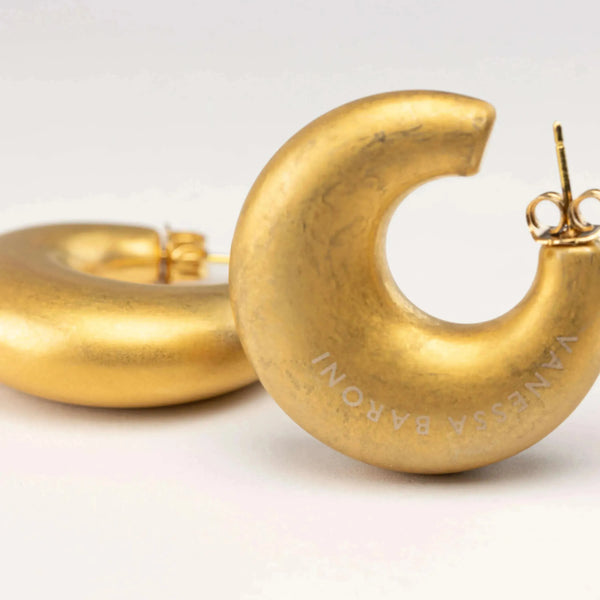 Vanessa Baroni Small Vintage Gold Moon Earrings