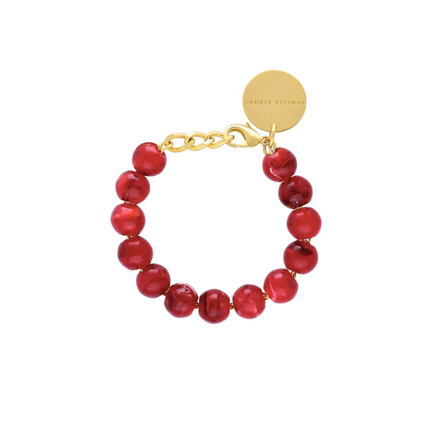 Vanessa Baroni Mini Beads Red Marble Bracelet