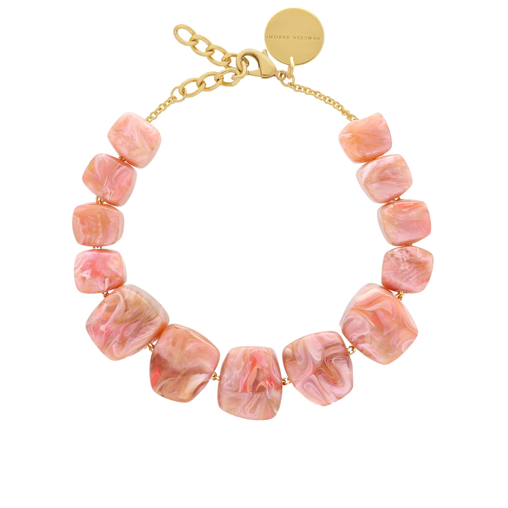 Vanessa Baroni Organic Shaped Peach Marble Necklace