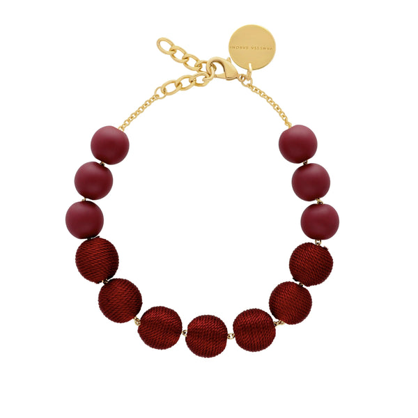 Vanessa Baroni Wrapped Beads Necklace Matt Bordeaux