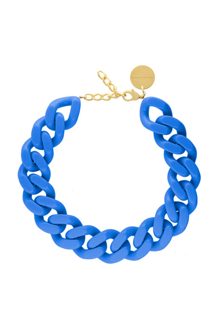 Vanessa Baroni Big Flat Chain Blue Necklace