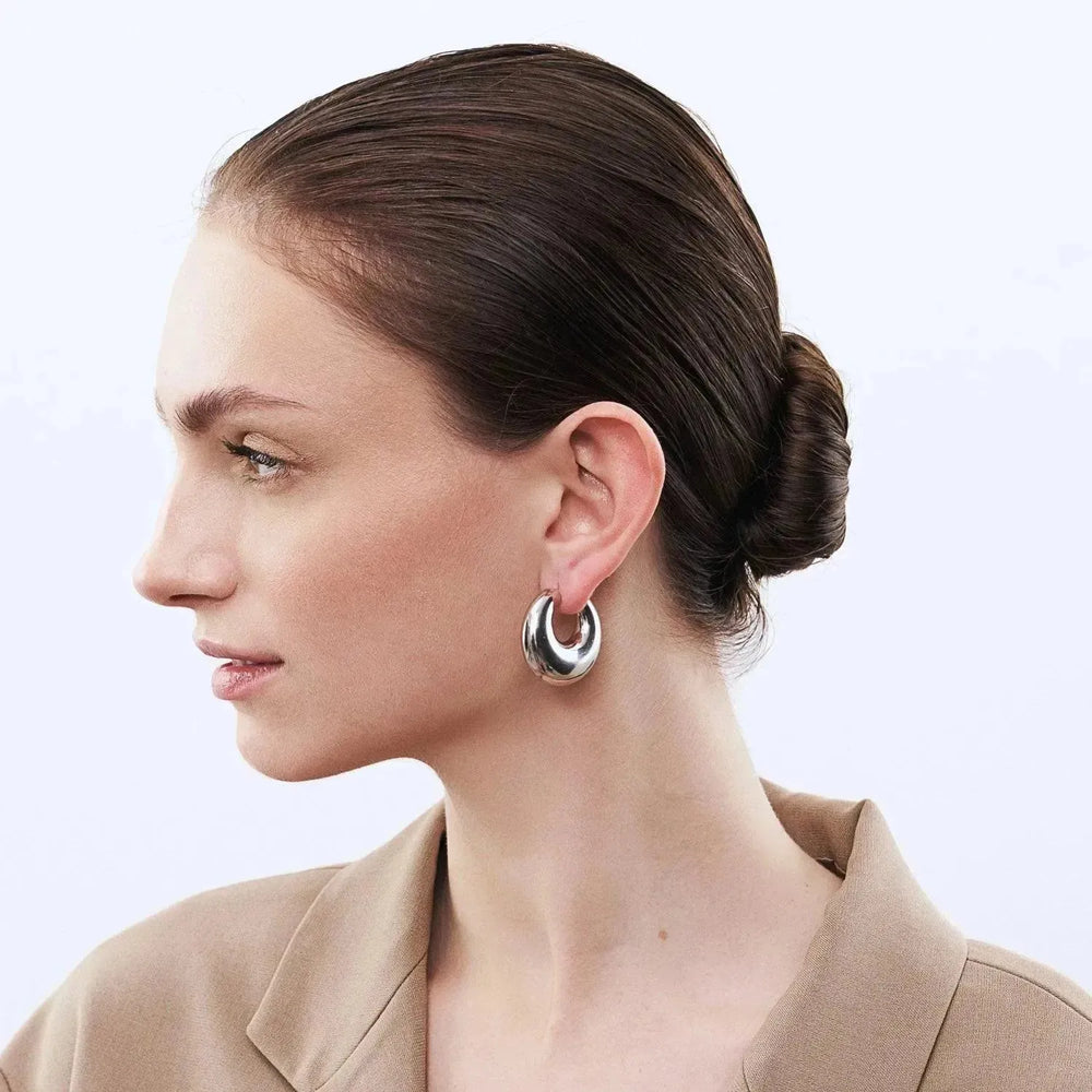 Vanessa Baroni Small Vintage Silver Moon Earrings