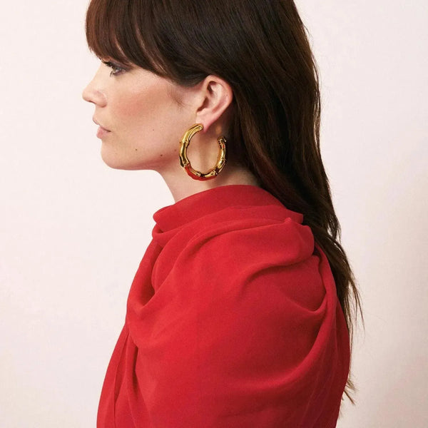 Vanessa Baroni Bamboo Big Gold Earrings