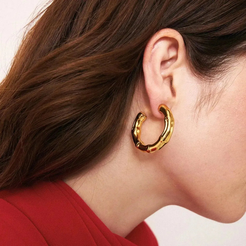 Vanessa Baroni Bamboo Small Gold Earrings