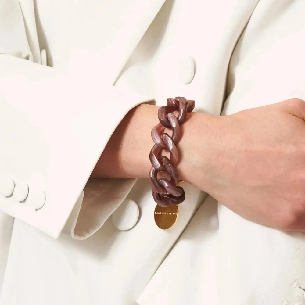 Vanessa Baroni Flat Chain Bracelet Toffee Marble