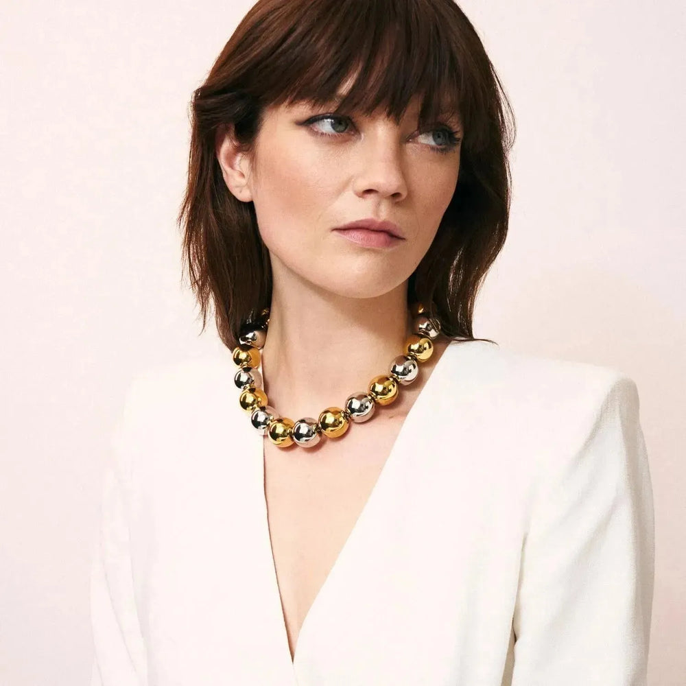 Vanessa Baroni Beads Bicolour Gold Silver Necklace