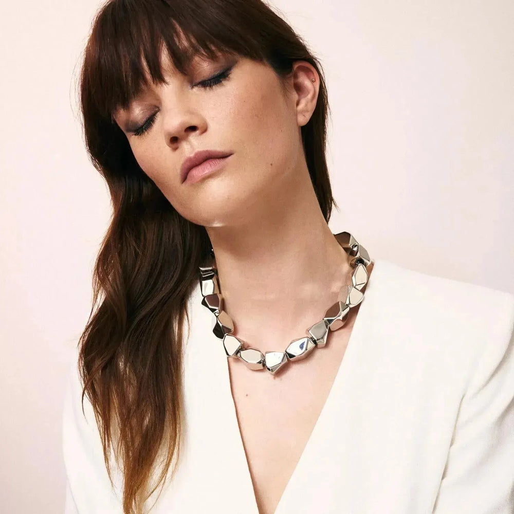 Vanessa Baroni Stone Shaped Silver Necklace
