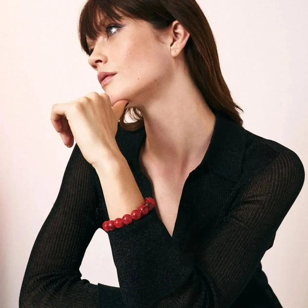 Vanessa Baroni Mini Organic Shaped Red Marble Bracelet