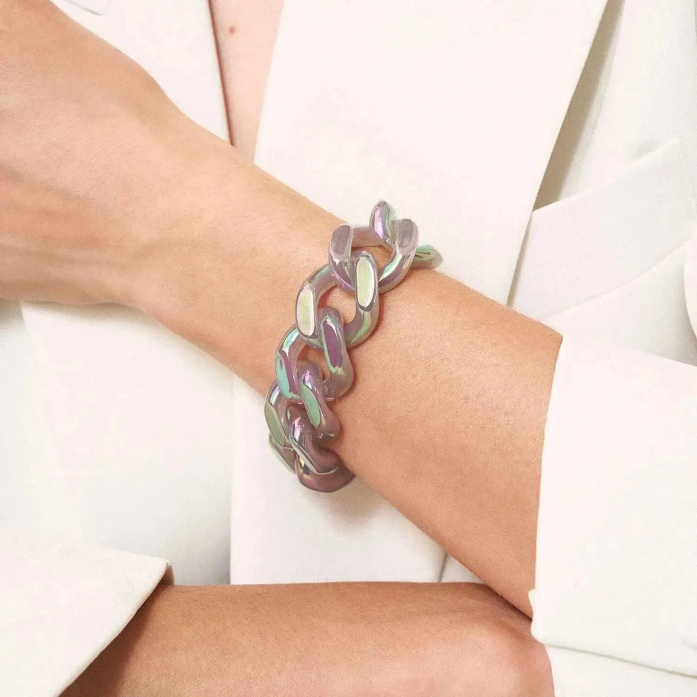 Vanessa Baroni Flat Chain Bracelet Iridescent Clear
