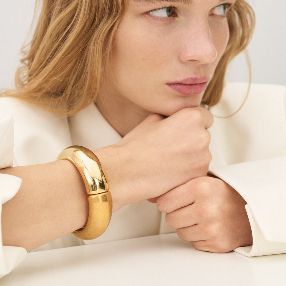Vanessa Baroni Two Tone Gold and Vintage Gold Bangle