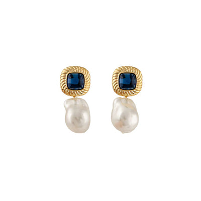 Zahar Sally Blue and Pearl Gold Earring