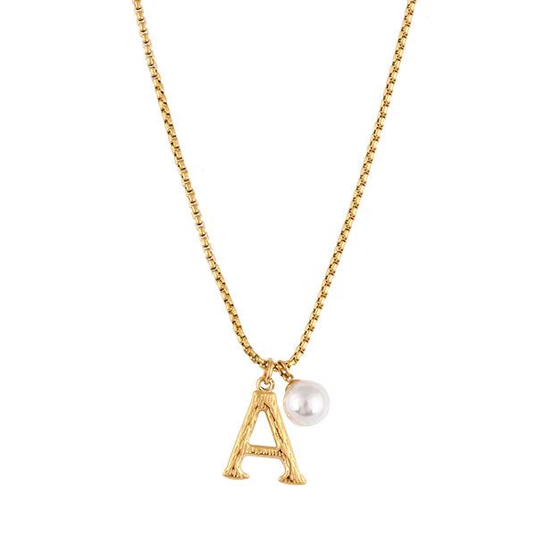Zahar Pearl Letter A Necklace Gold