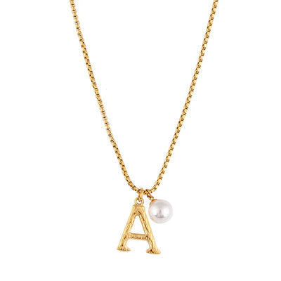 Zahar Pearl Letter A Necklace Gold