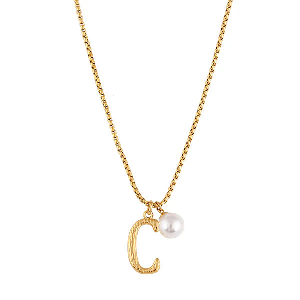 Zahar Pearl Letter C Necklace Gold
