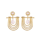 Bianc Rosetta Rose Quartz Gold Earrings